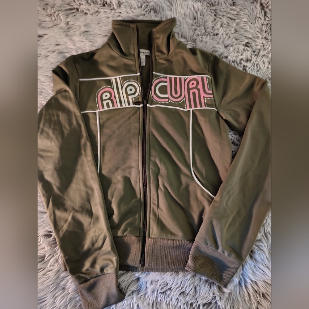 Rip Curl Olive Green Jacket with White Trim